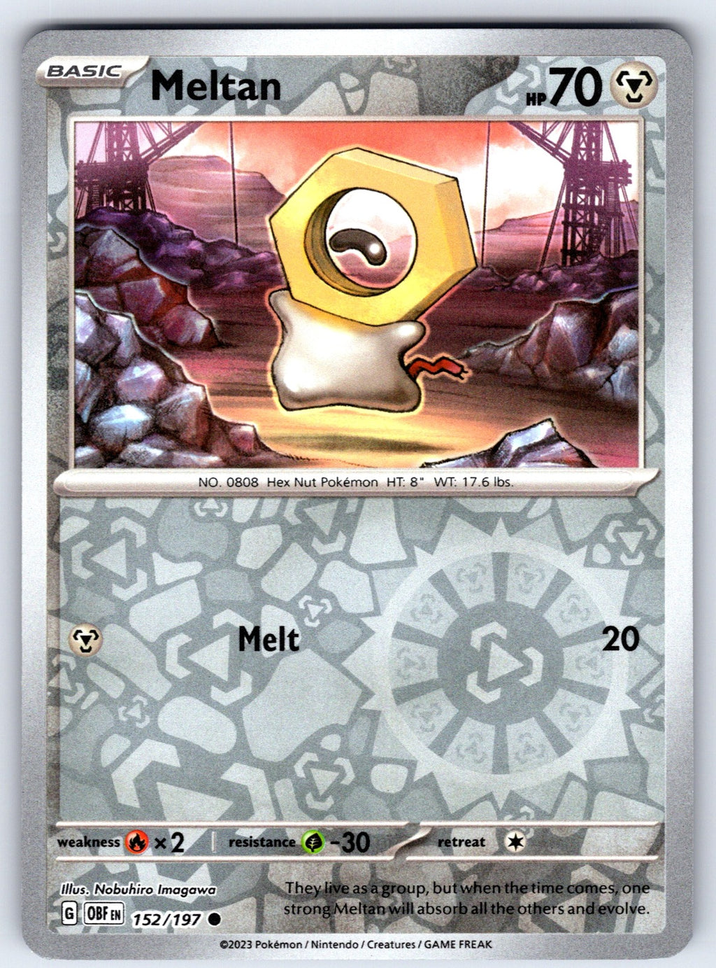 Meltan Reverse Holo Common SV03: Obsidian Flames 152/197 NM 2023