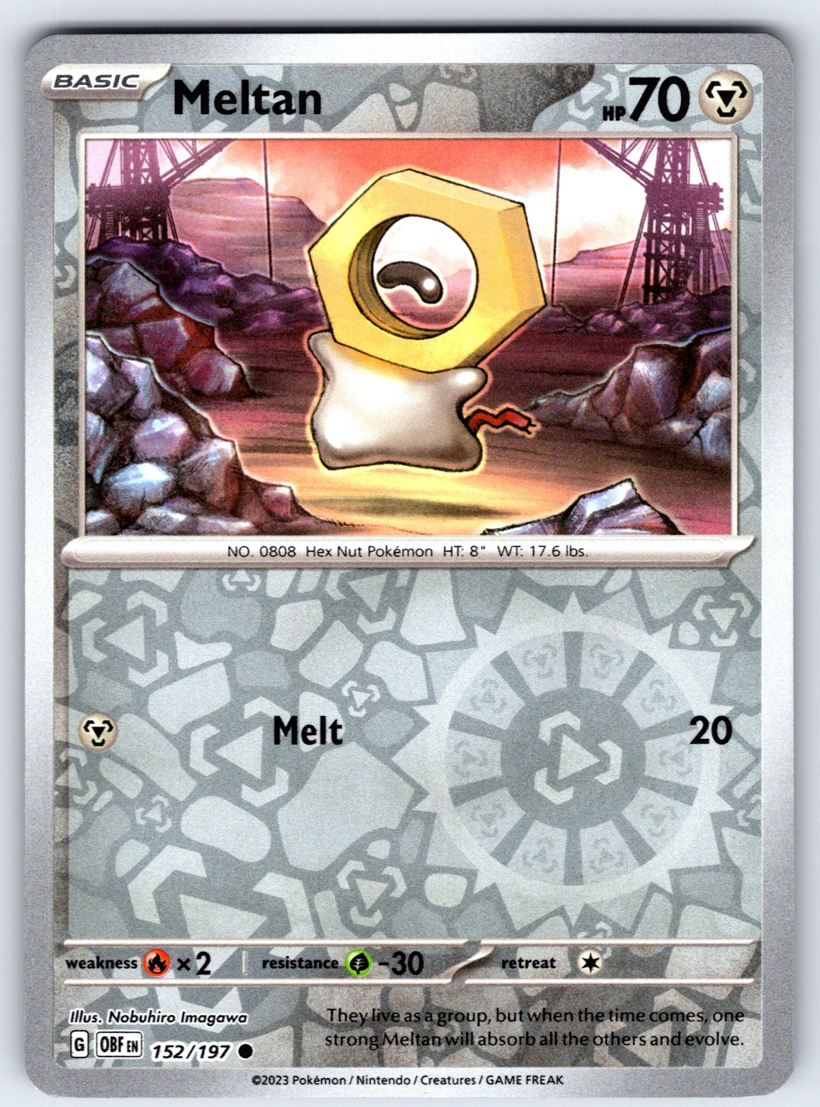 Meltan Reverse Holo Common SV03: Obsidian Flames 152/197 NM 2023