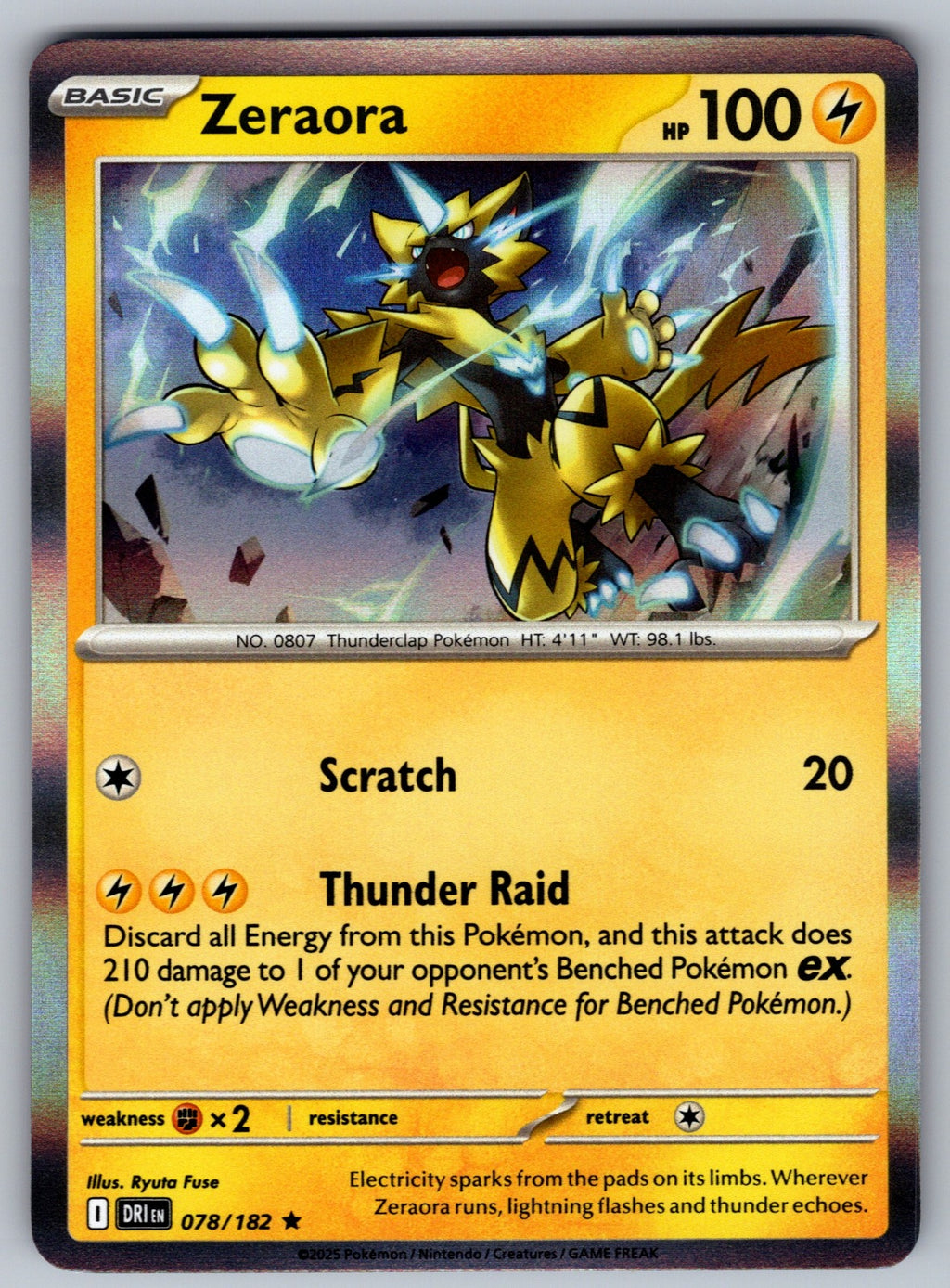 Zeraora Holo Rare SV10: Destined Rivals 078/182 NM 2025