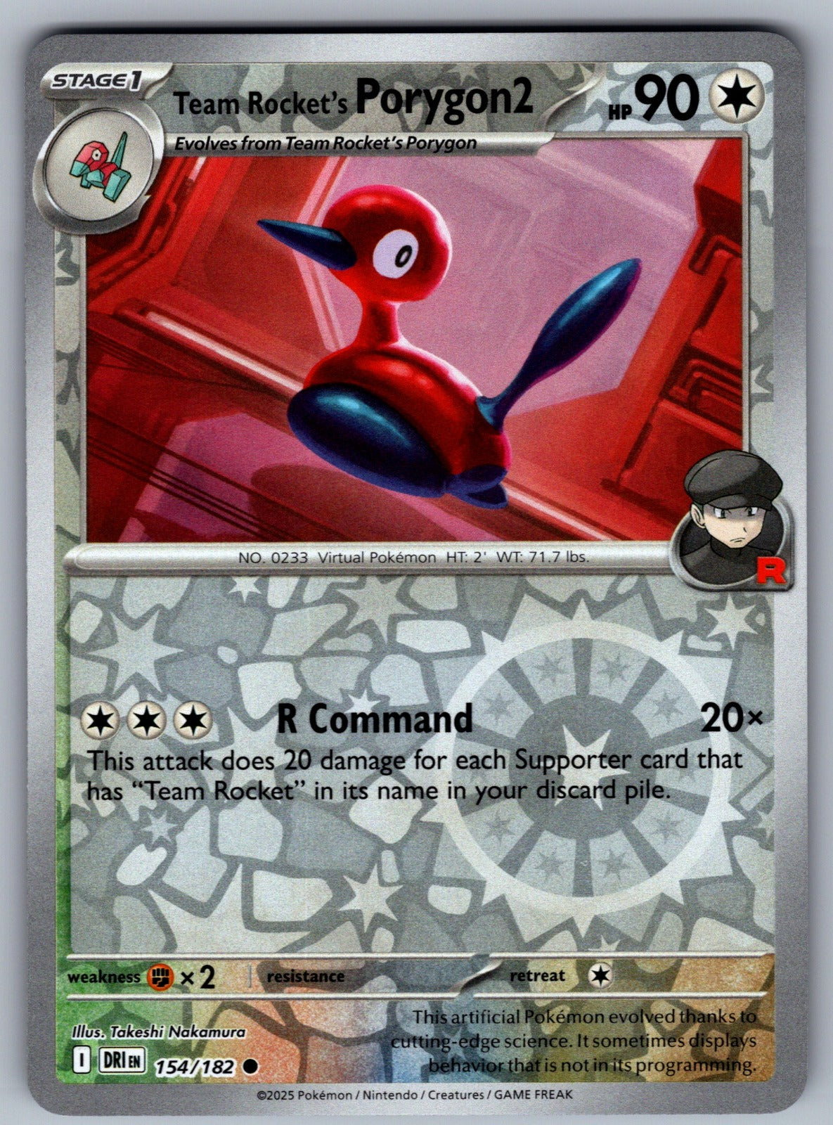 Team Rocket's Porygon2 Reverse Holo Common SV10: Destined Rivals 154/182 NM 2025