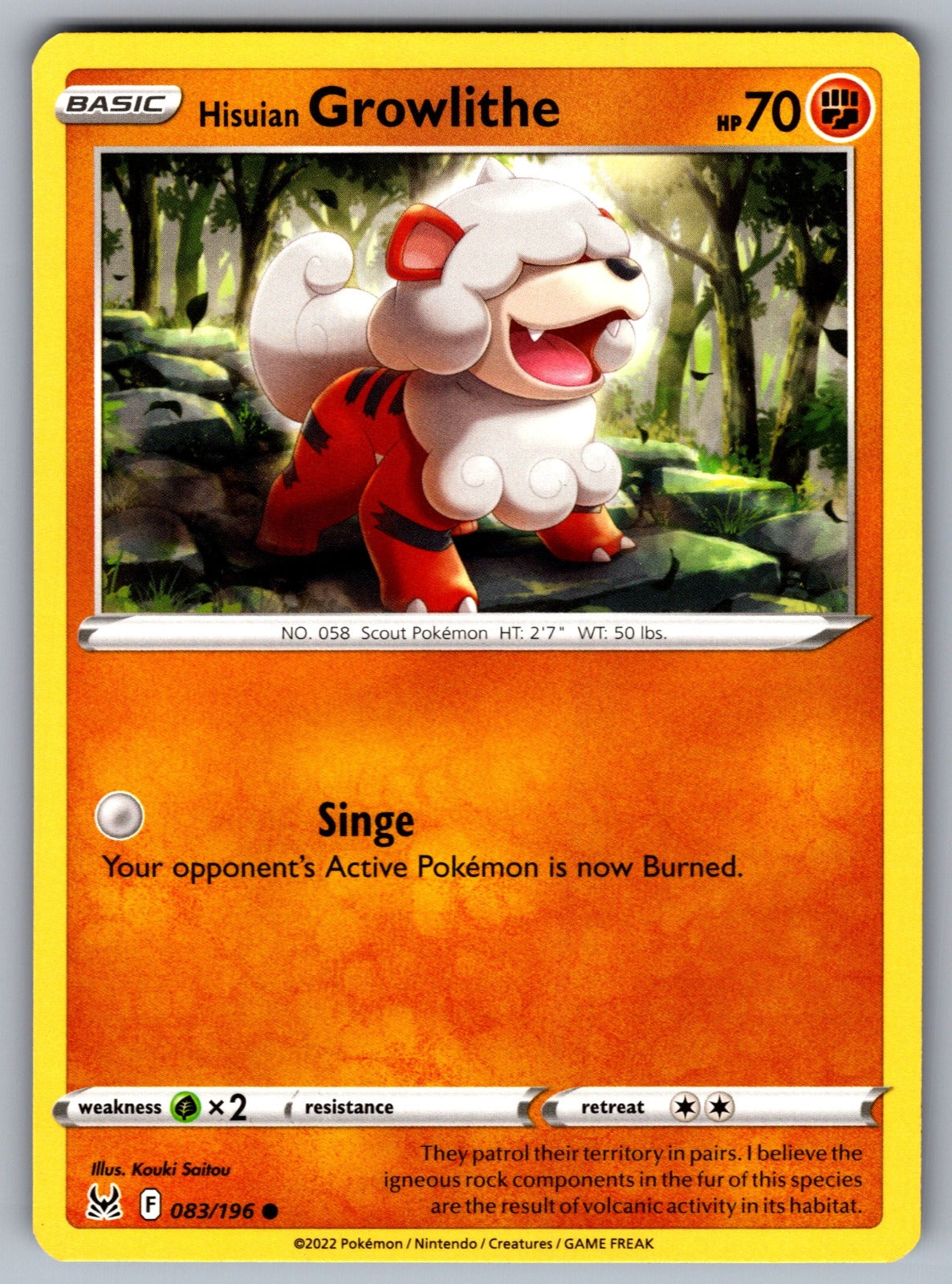 Hisuian Growlithe Common SWSH11: Lost Origin 083/196 NM 2022