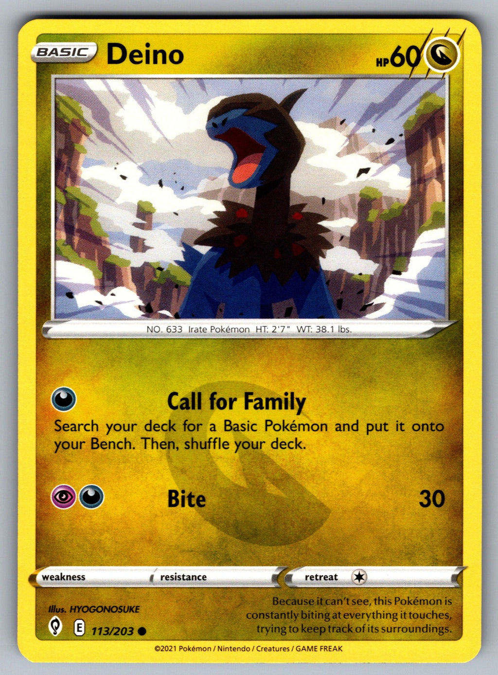 Deino Common SWSH07: Evolving Skies 113/203 NM 2021