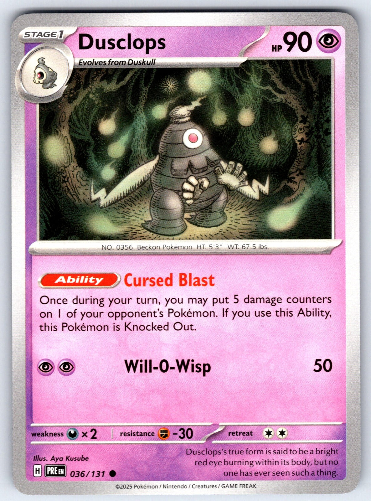 Dusclops Common SV: Prismatic Evolutions 036/131 LP 2025