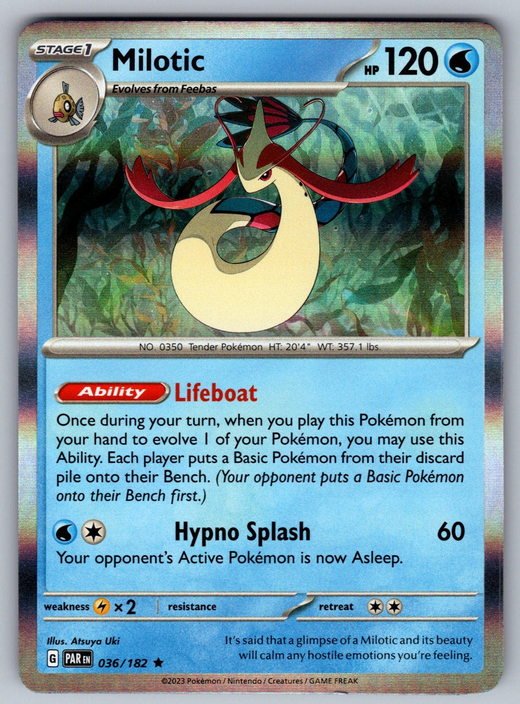 Milotic Holo Rare SV04: Paradox Rift 036/182 NM 2023