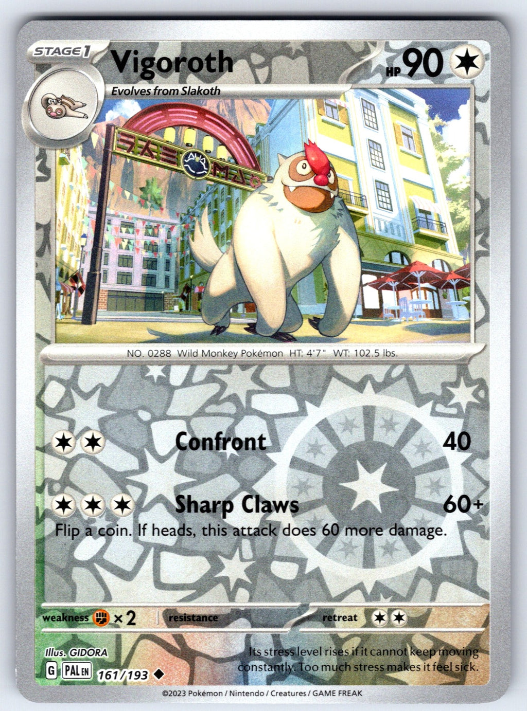 Vigoroth Reverse Holo Uncommon SV02: Paldea Evolved 161/193 NM 2023
