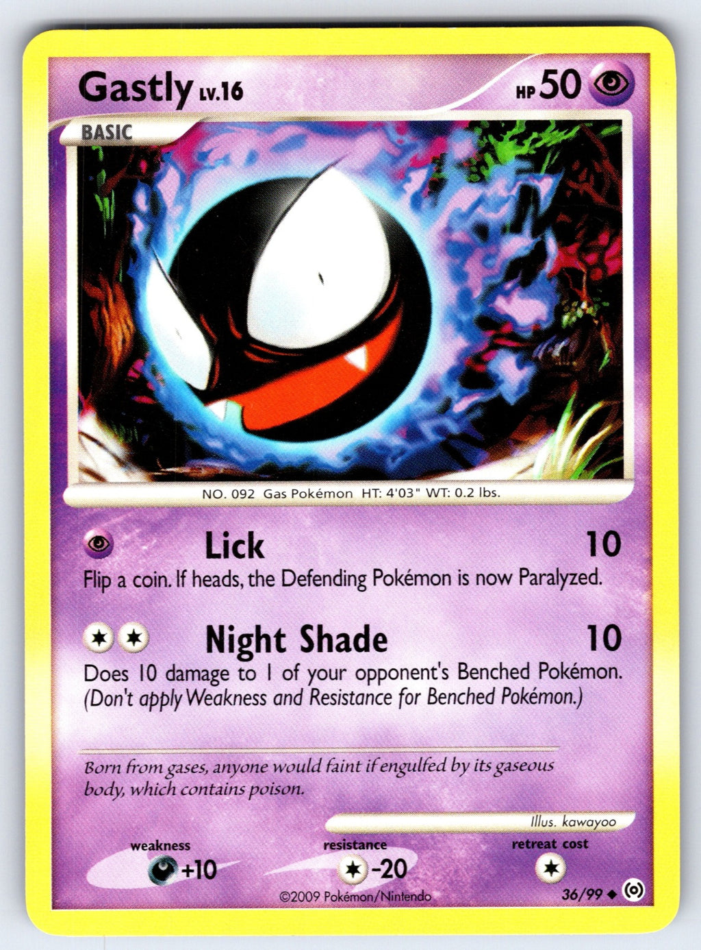 Gastly (36) Uncommon Arceus 36/99 LP 2009