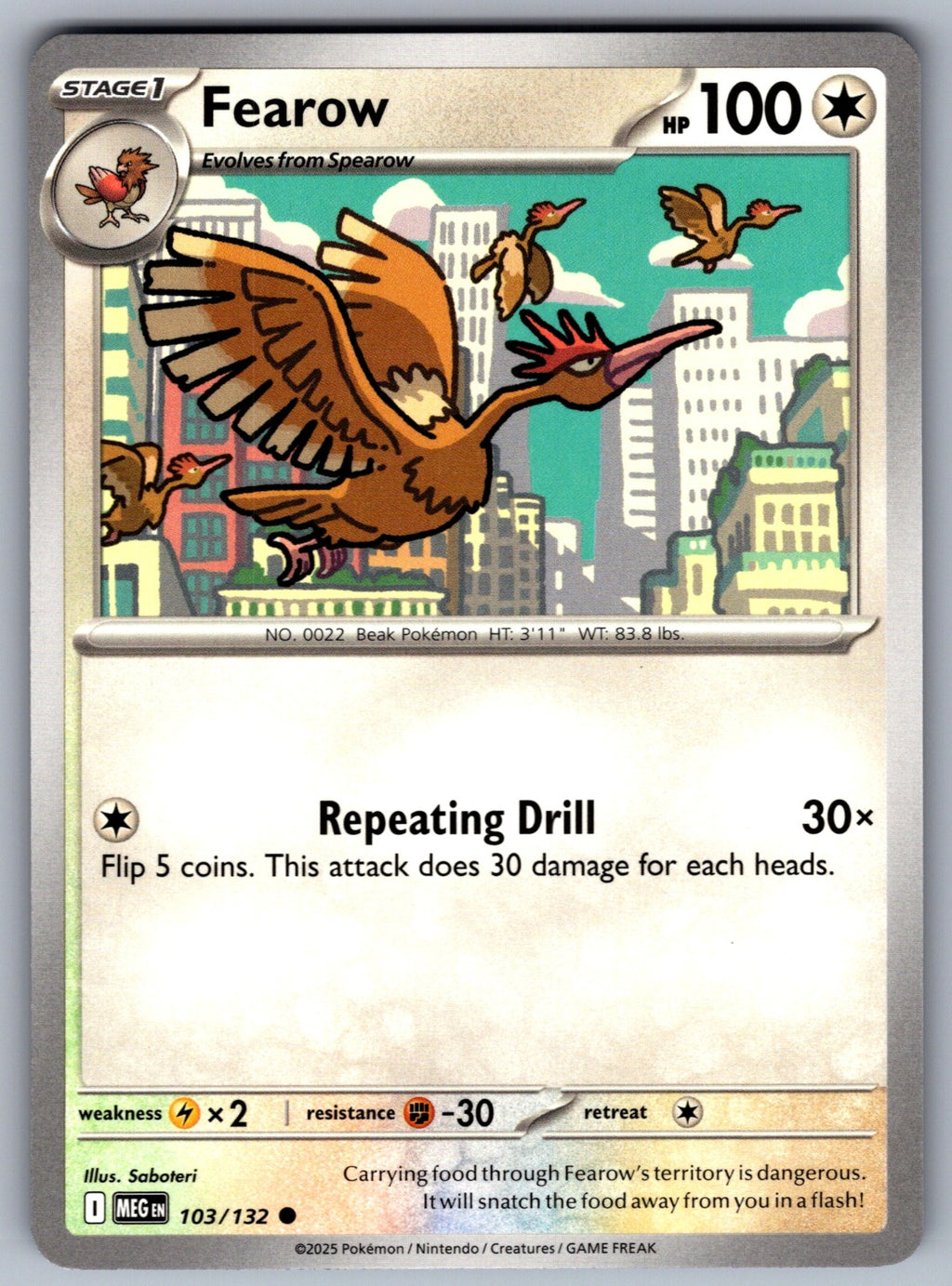 Fearow Common ME01: Mega Evolution 103/132 NM 2025