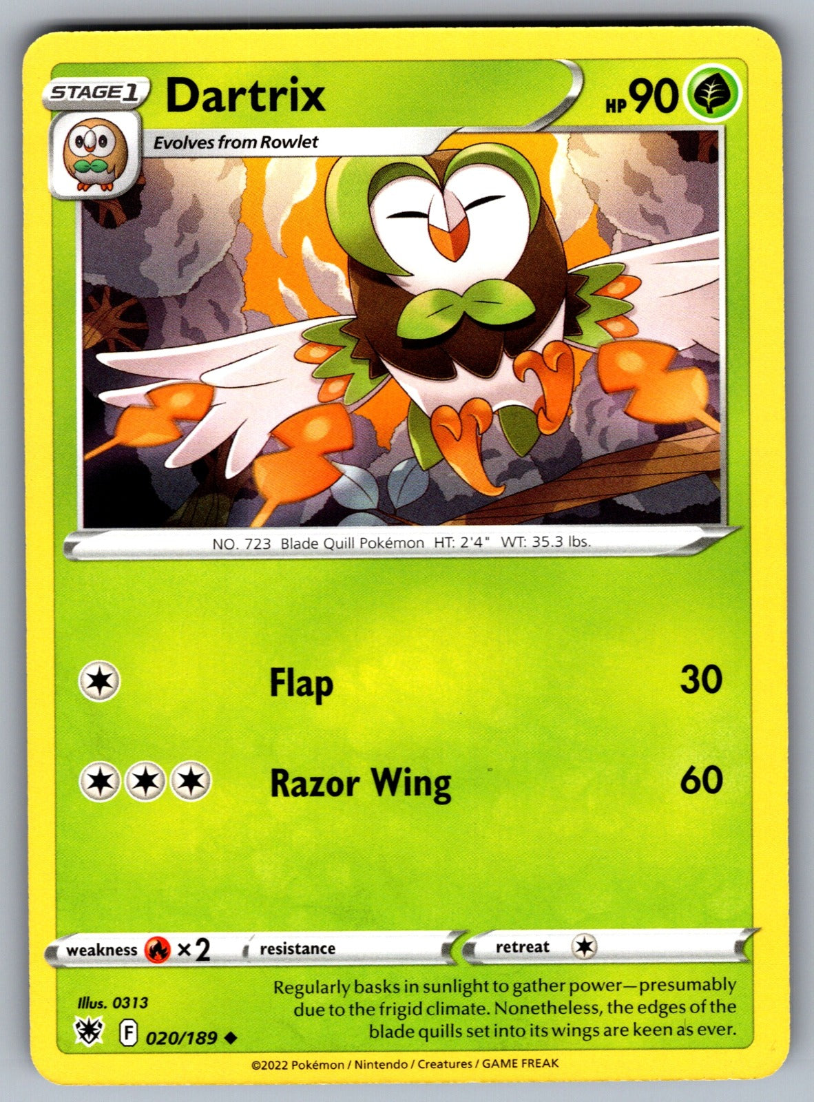 Dartrix Uncommon SWSH10: Astral Radiance 020/189 NM 2022