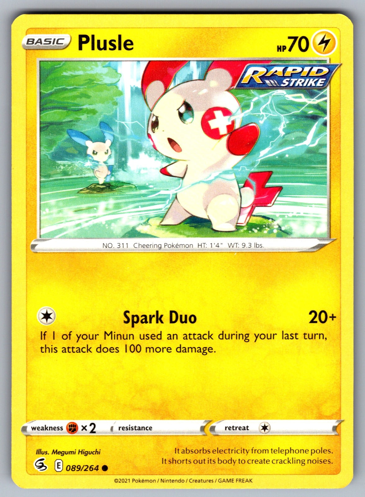 Plusle Common SWSH08: Fusion Strike 089/264 NM 2021