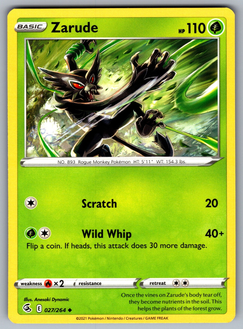 Zarude Uncommon SWSH08: Fusion Strike 027/264 NM 2021