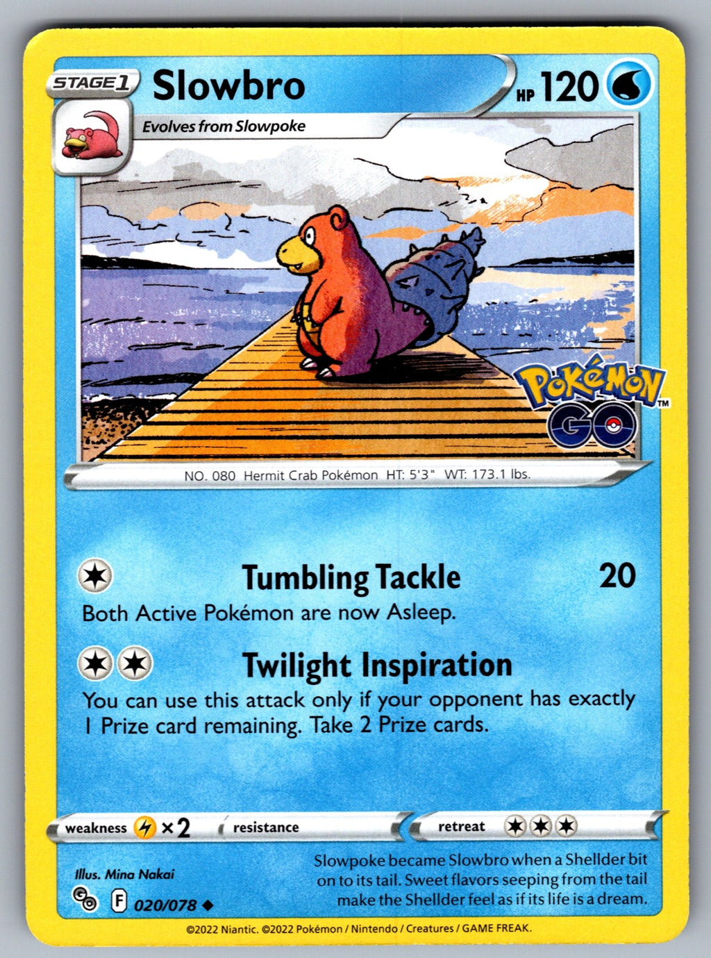 Slowbro Uncommon Pokemon GO 020/078 NM 2022