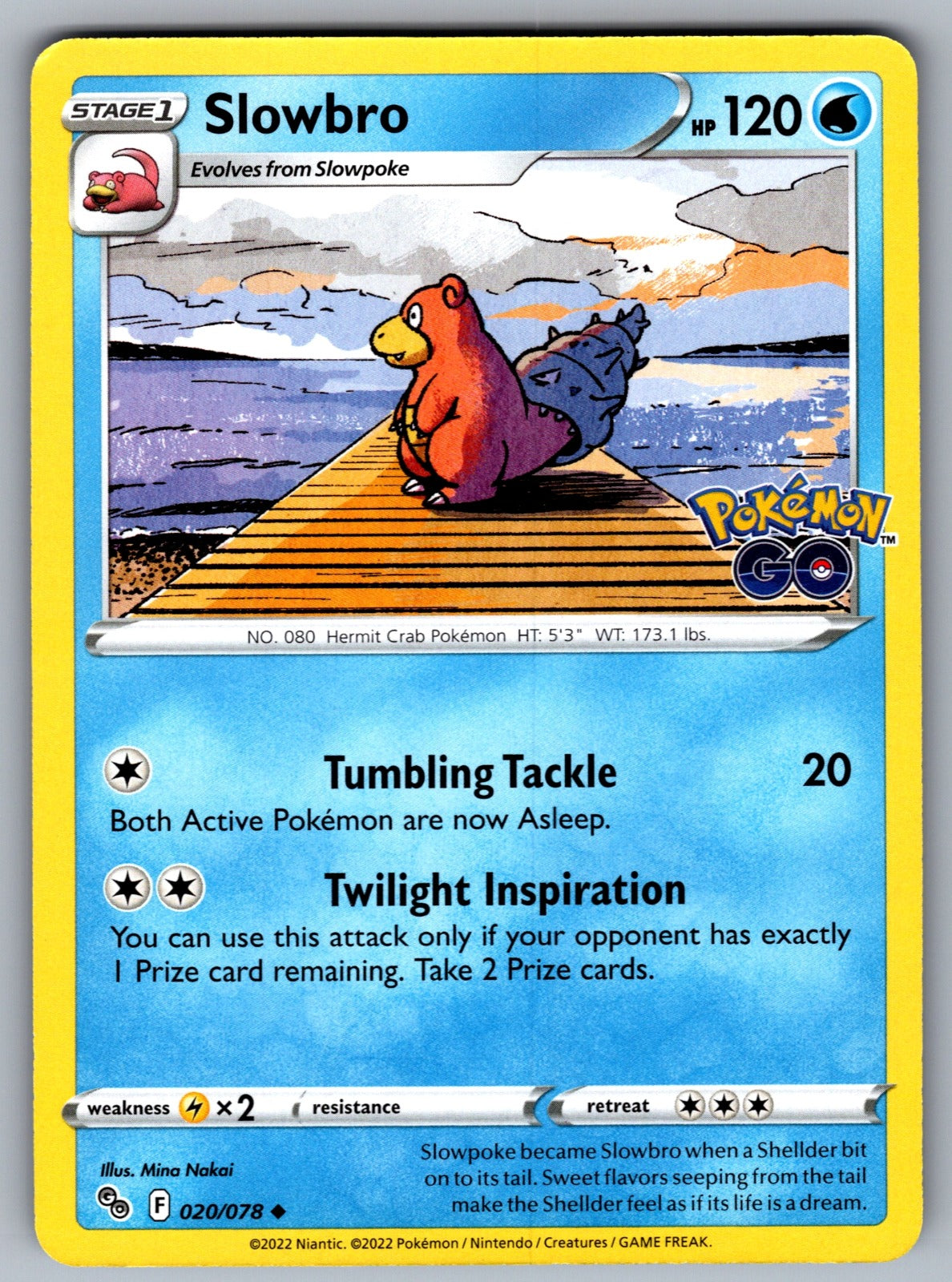 Slowbro Uncommon Pokemon GO 020/078 NM 2022