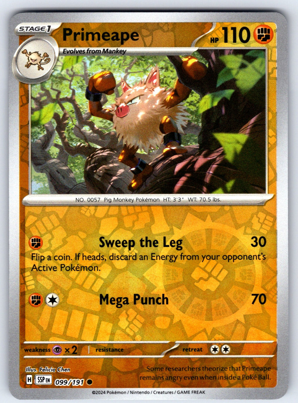 Primeape Reverse Holo Common SV08: Surging Sparks 099/191 NM 2024