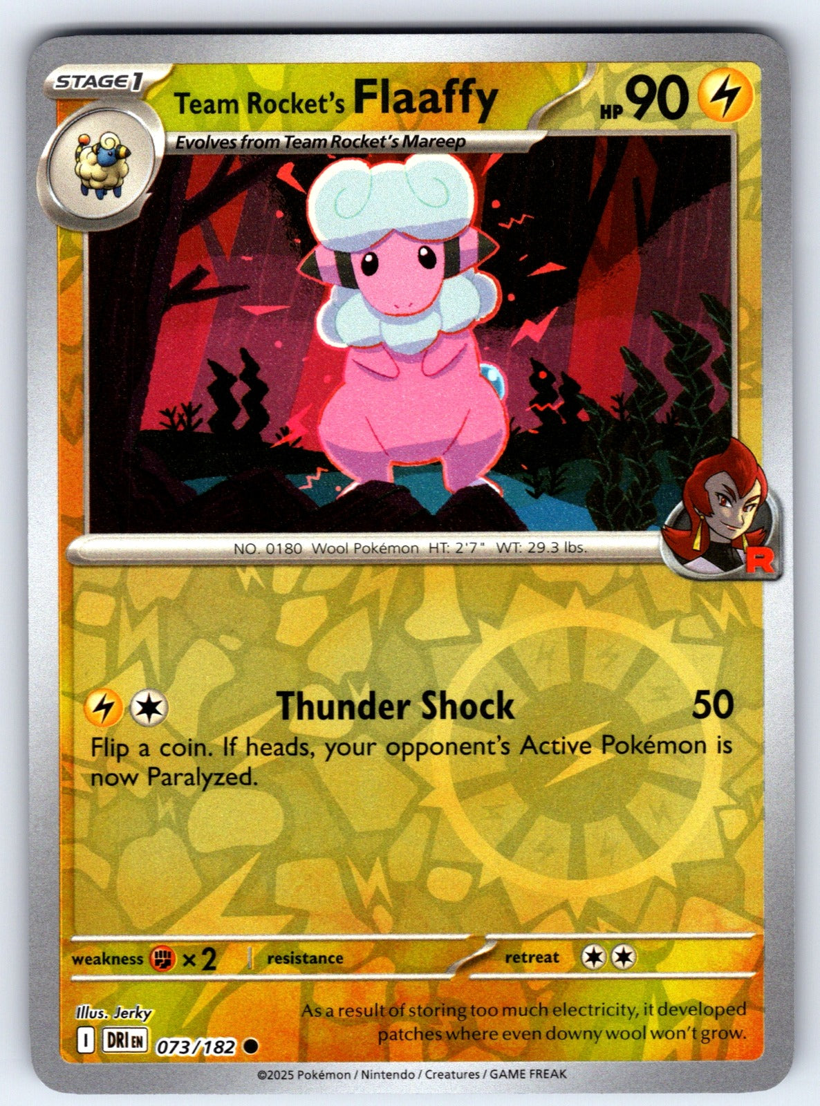 Team Rocket's Flaaffy Reverse Holo Common SV10: Destined Rivals 073/182 NM 2025