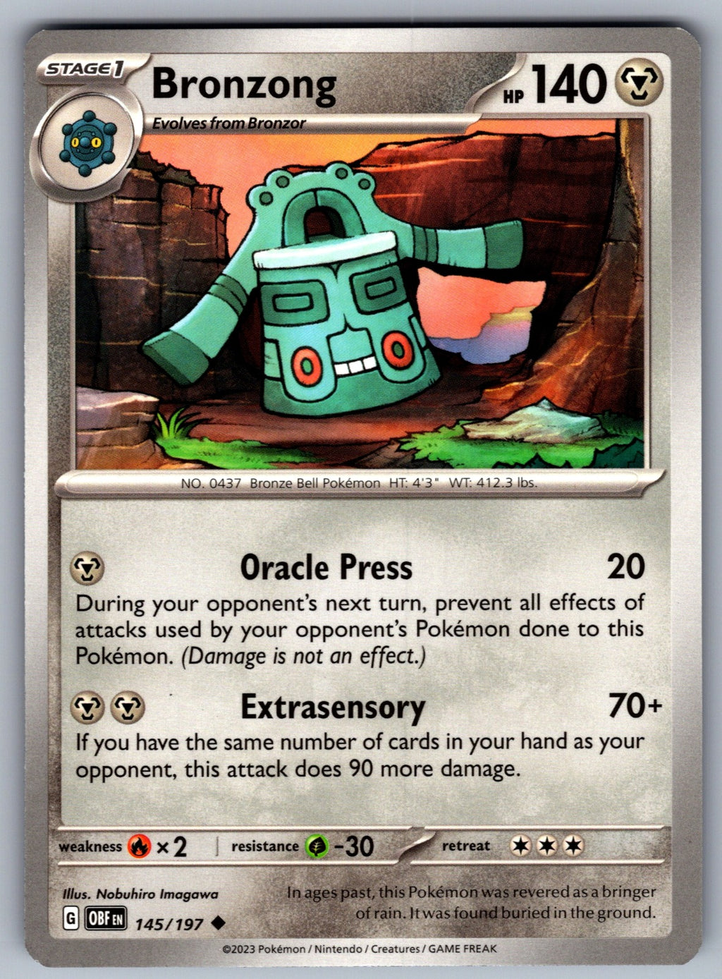 Bronzong Uncommon SV03: Obsidian Flames 145/197 NM 2023