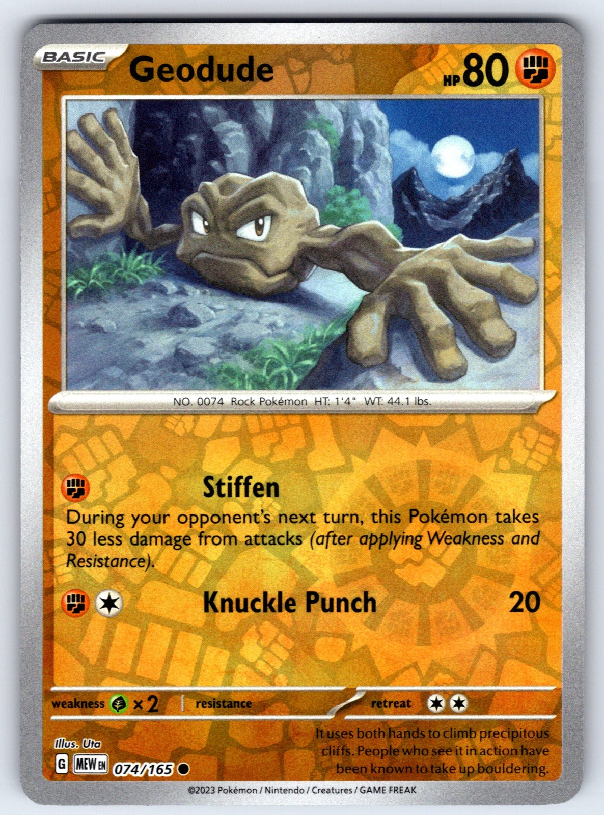 Geodude Reverse Holo Common SV: Scarlet & Violet 151 074/165 NM 2023