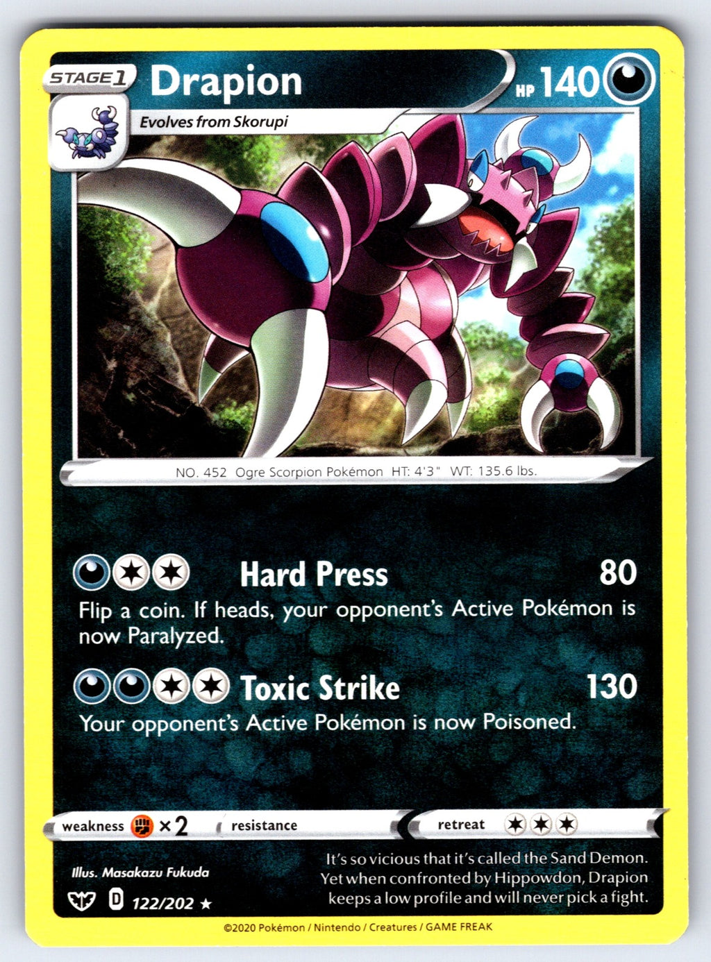 Drapion Rare SWSH01: Sword & Shield Base Set 122/202 NM 2020