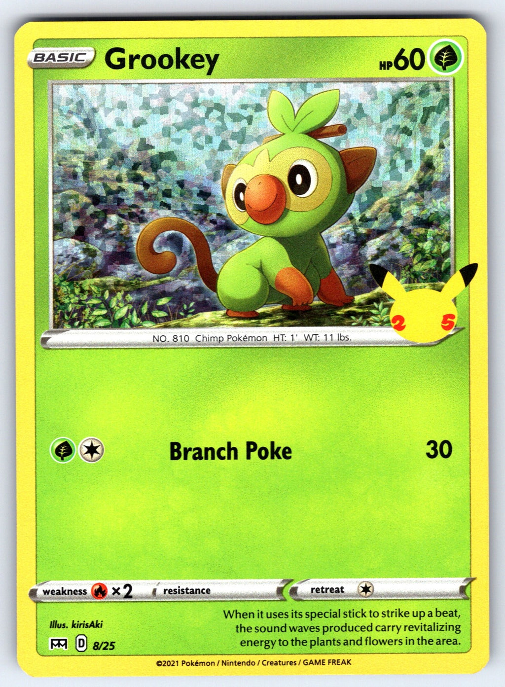 Grookey - 8/25 Holo Promo McDonald's 25th Anniversary Promos 008/025 NM 2021