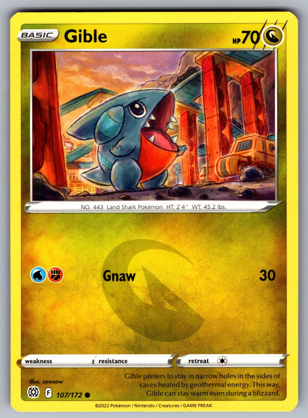 Gible Common SWSH09: Brilliant Stars 107/172 NM 2022