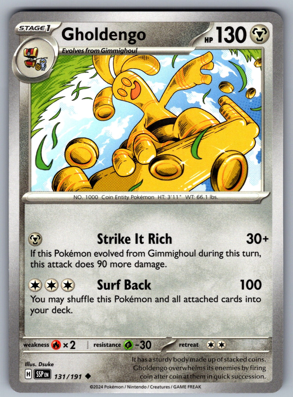 Gholdengo Uncommon SV08: Surging Sparks 131/191 NM 2024