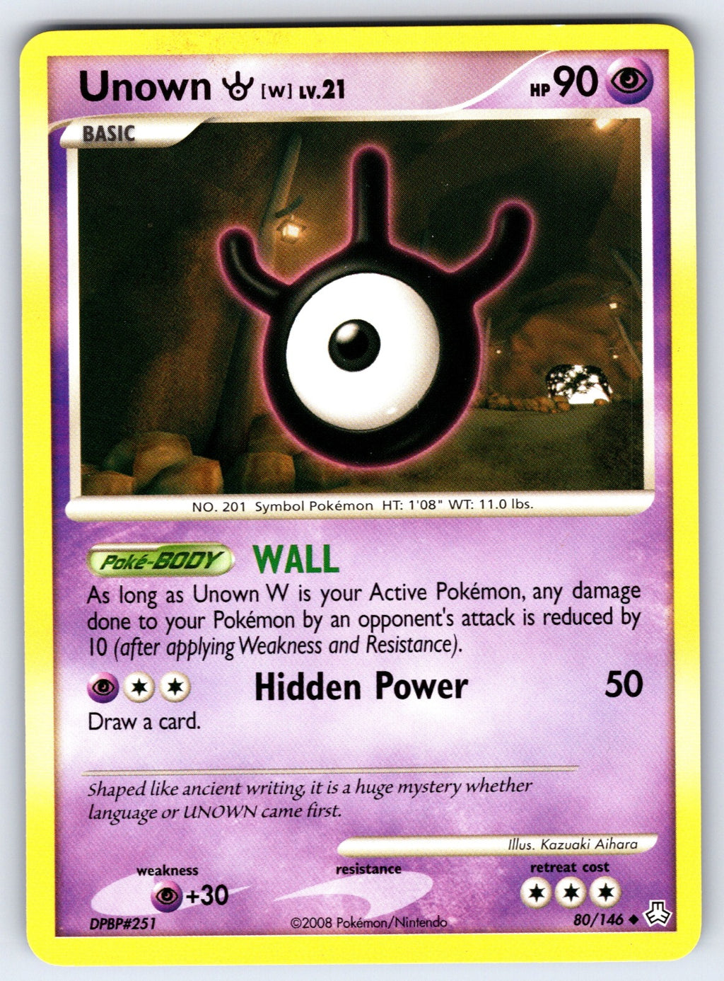 Unown (W) Uncommon Legends Awakened 80/146 LP 2008