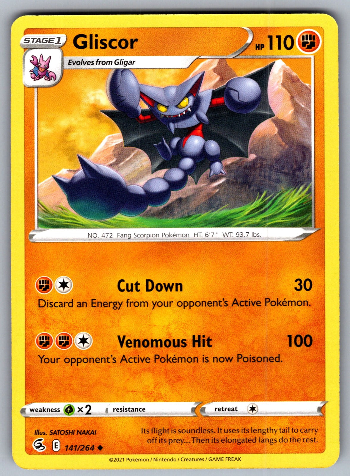 Gliscor Uncommon SWSH08: Fusion Strike 141/264 NM 2021