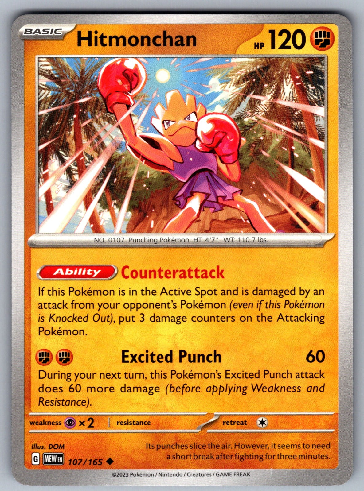 Hitmonchan Uncommon SV: Scarlet & Violet 151 107/165 NM 2023