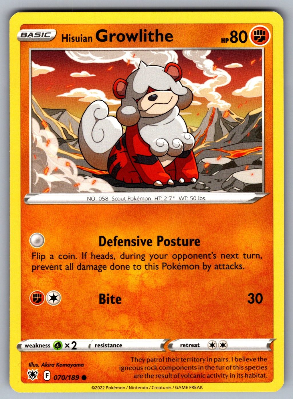 Hisuian Growlithe Common SWSH10: Astral Radiance 070/189 NM 2022