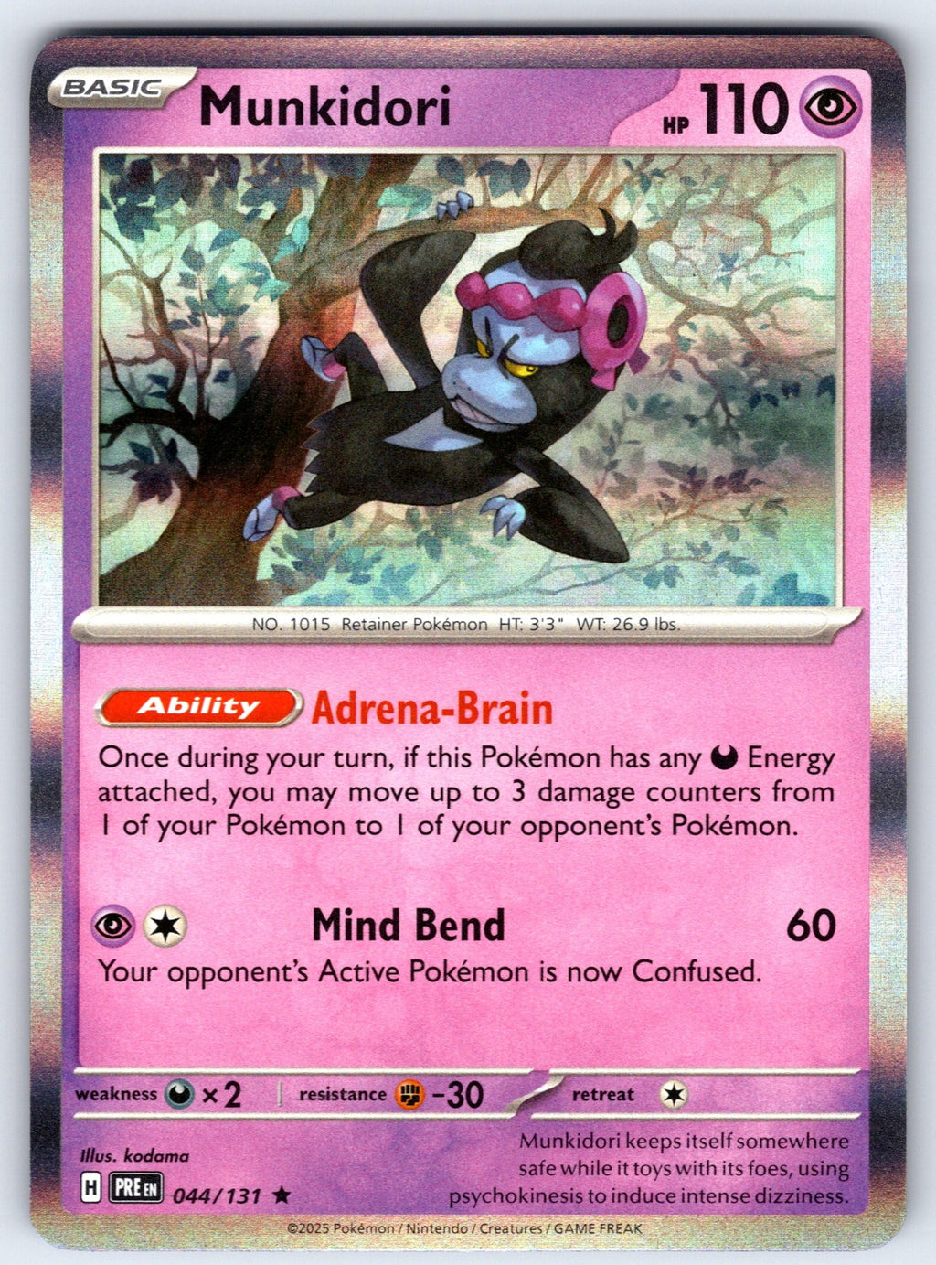 Munkidori Holo Rare SV: Prismatic Evolutions 044/131 NM 2025