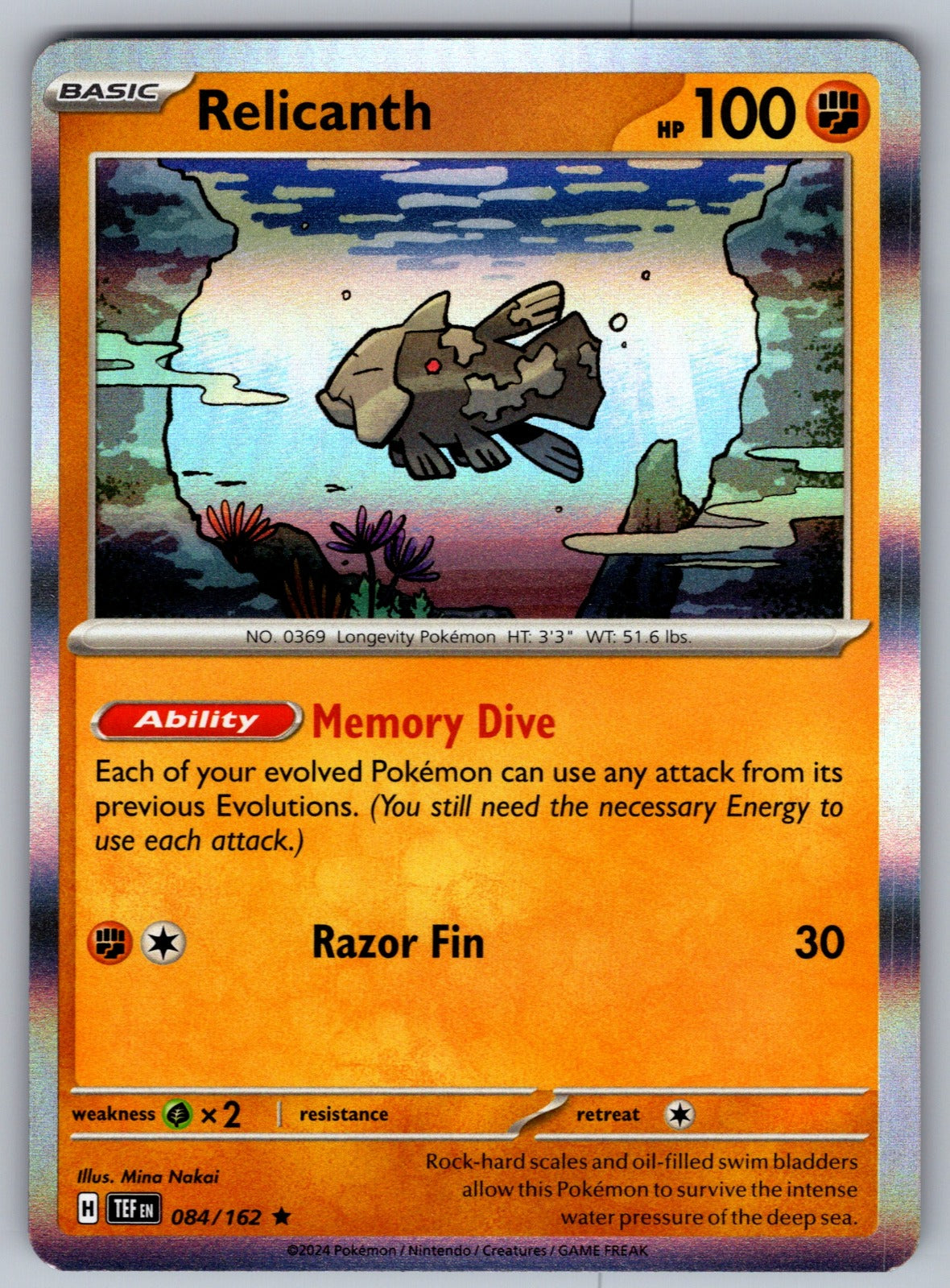 Relicanth Rare Deck Exclusives 084/162 NM 2016