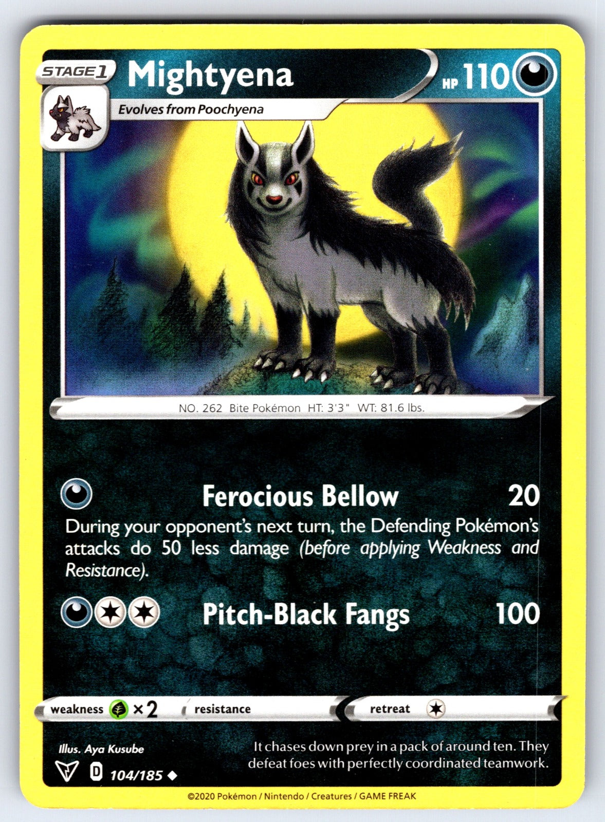 Mightyena Uncommon SWSH04: Vivid Voltage 104/185 NM 2020
