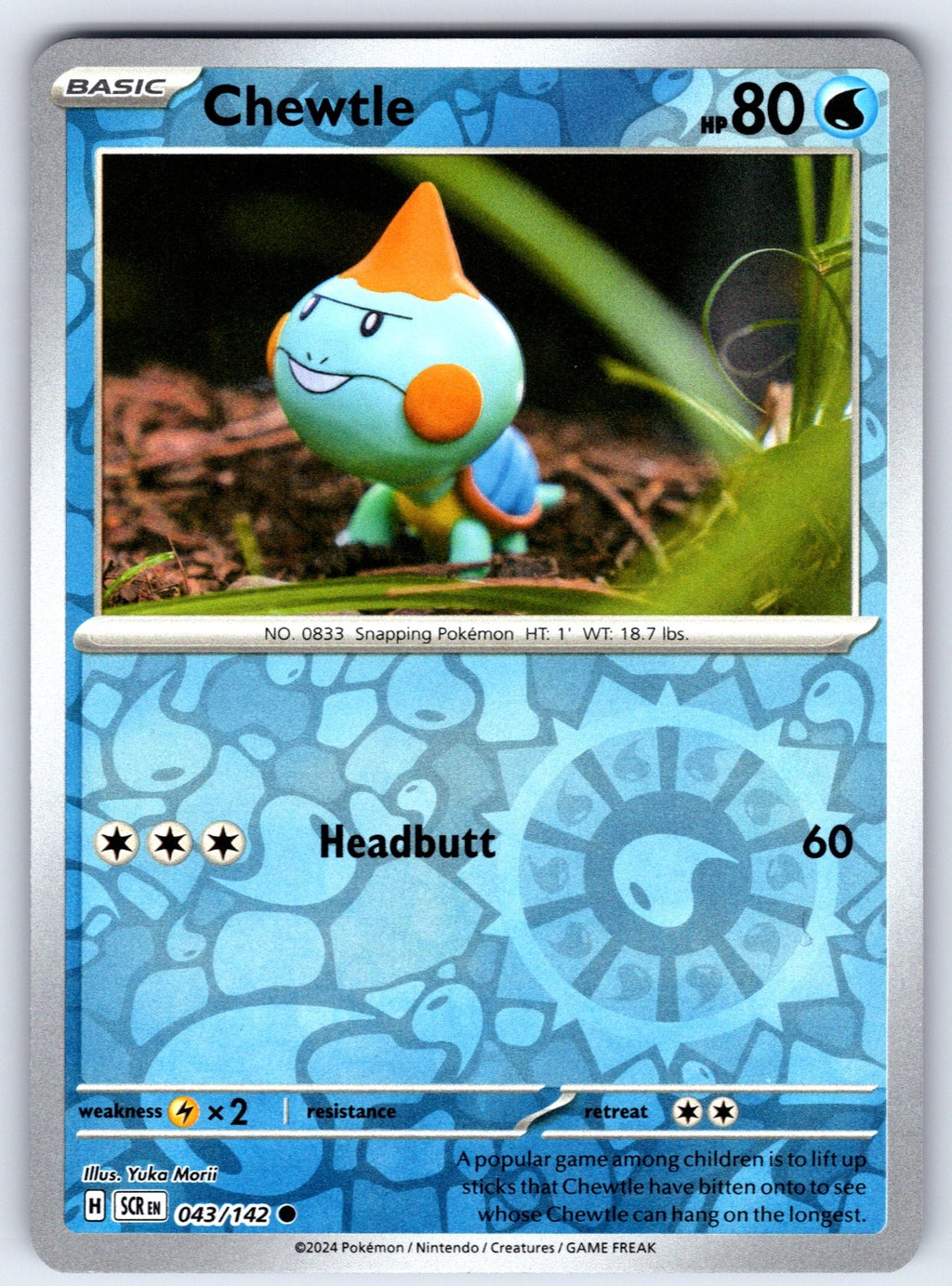 Chewtle Reverse Holo Common SV07: Stellar Crown 043/142 NM 2024