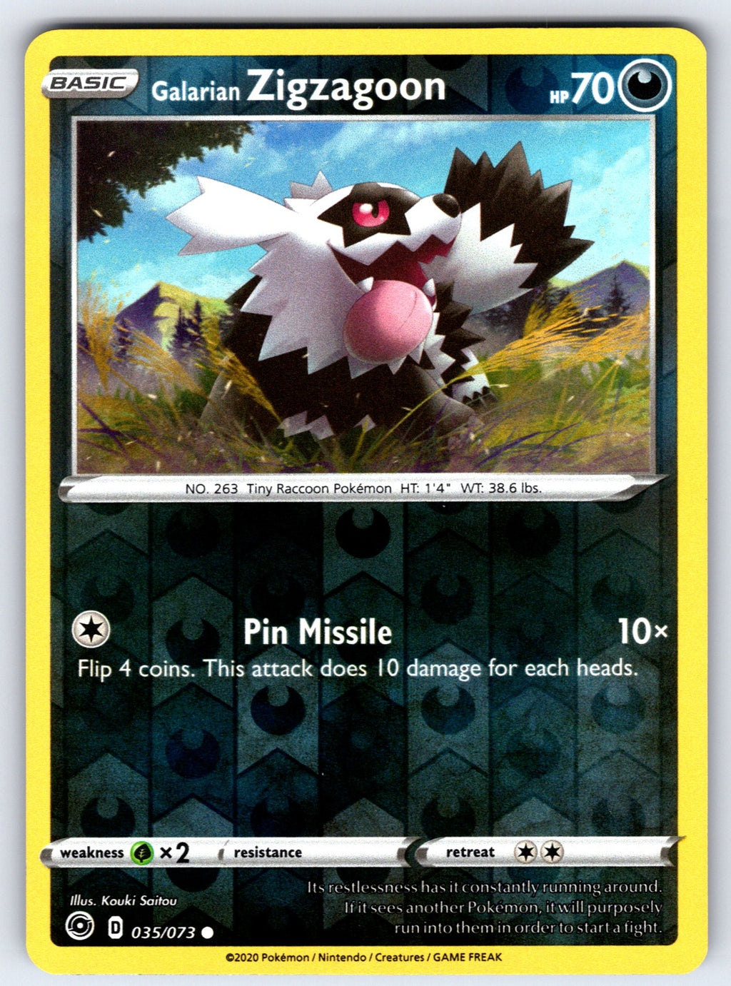 Galarian Zigzagoon Reverse Holo Common Champion's Path 35/73 NM 2020