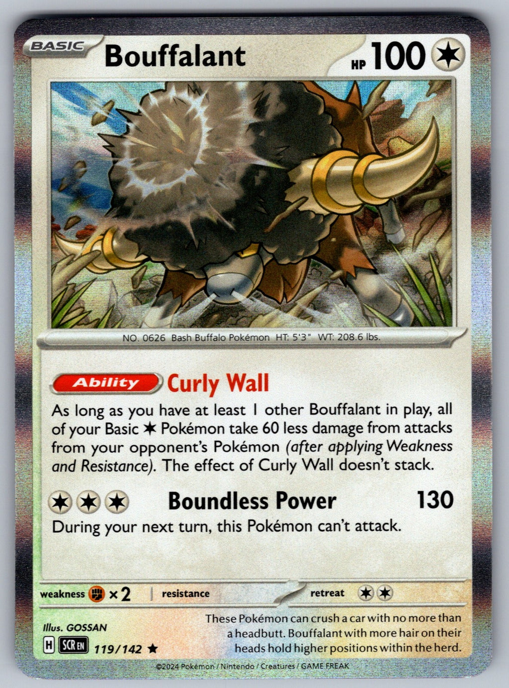 Bouffalant Holo Rare SV07: Stellar Crown 119/142 NM 2024