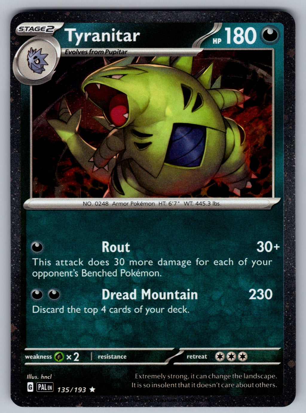 Tyranitar Holo Rare SV02: Paldea Evolved 135/193 NM 2023