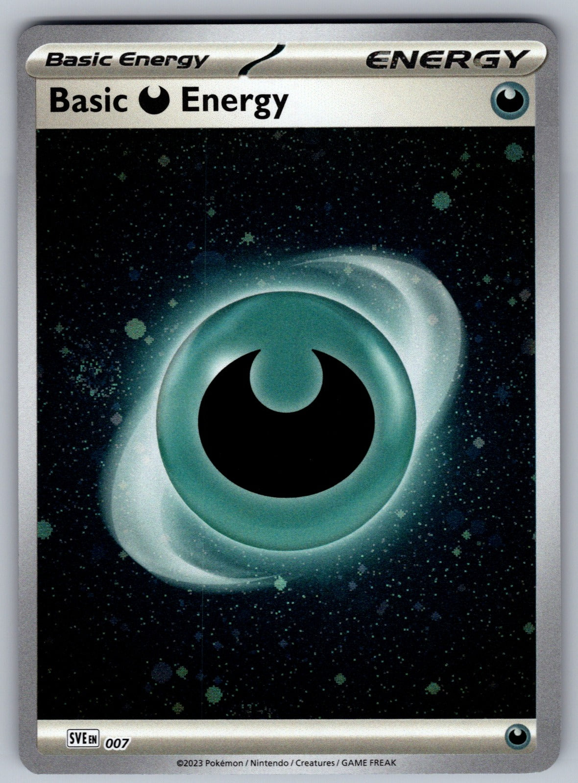 Basic Darkness Energy (Cosmos Holo) Holo Common SVE: Scarlet & Violet Energies 