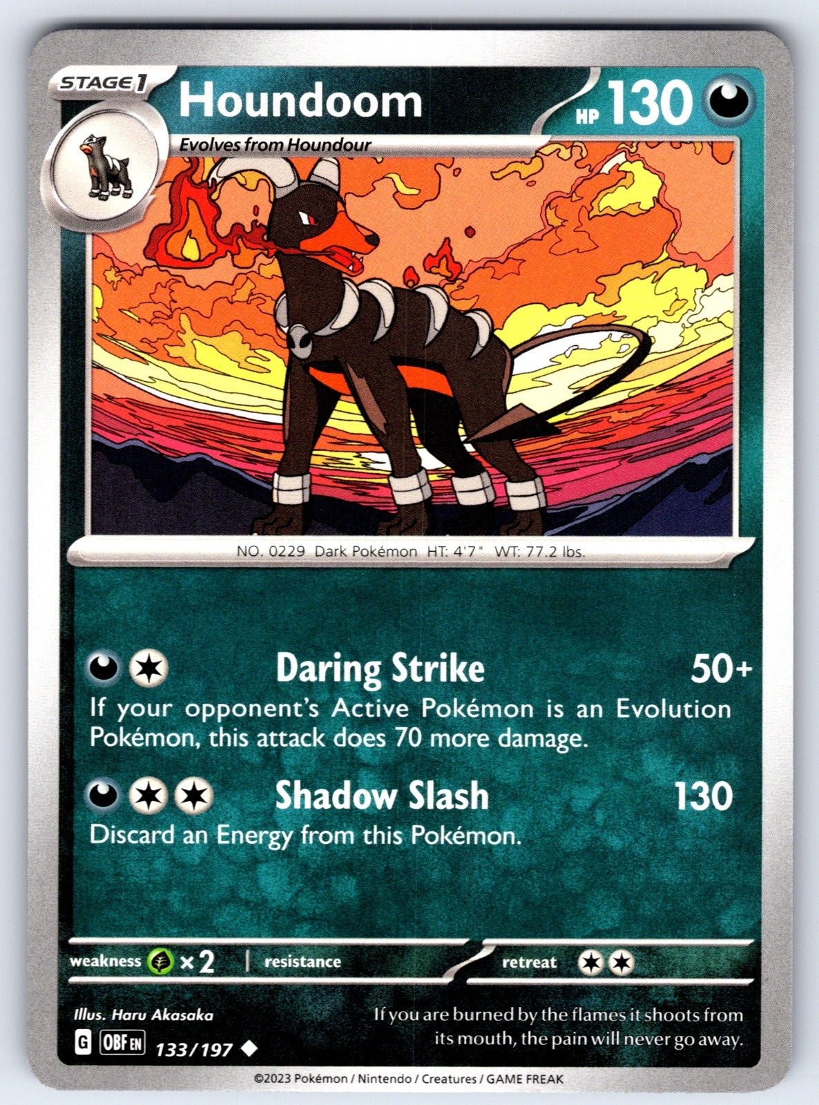 Houndoom Uncommon SV03: Obsidian Flames 133/197 LP 2023