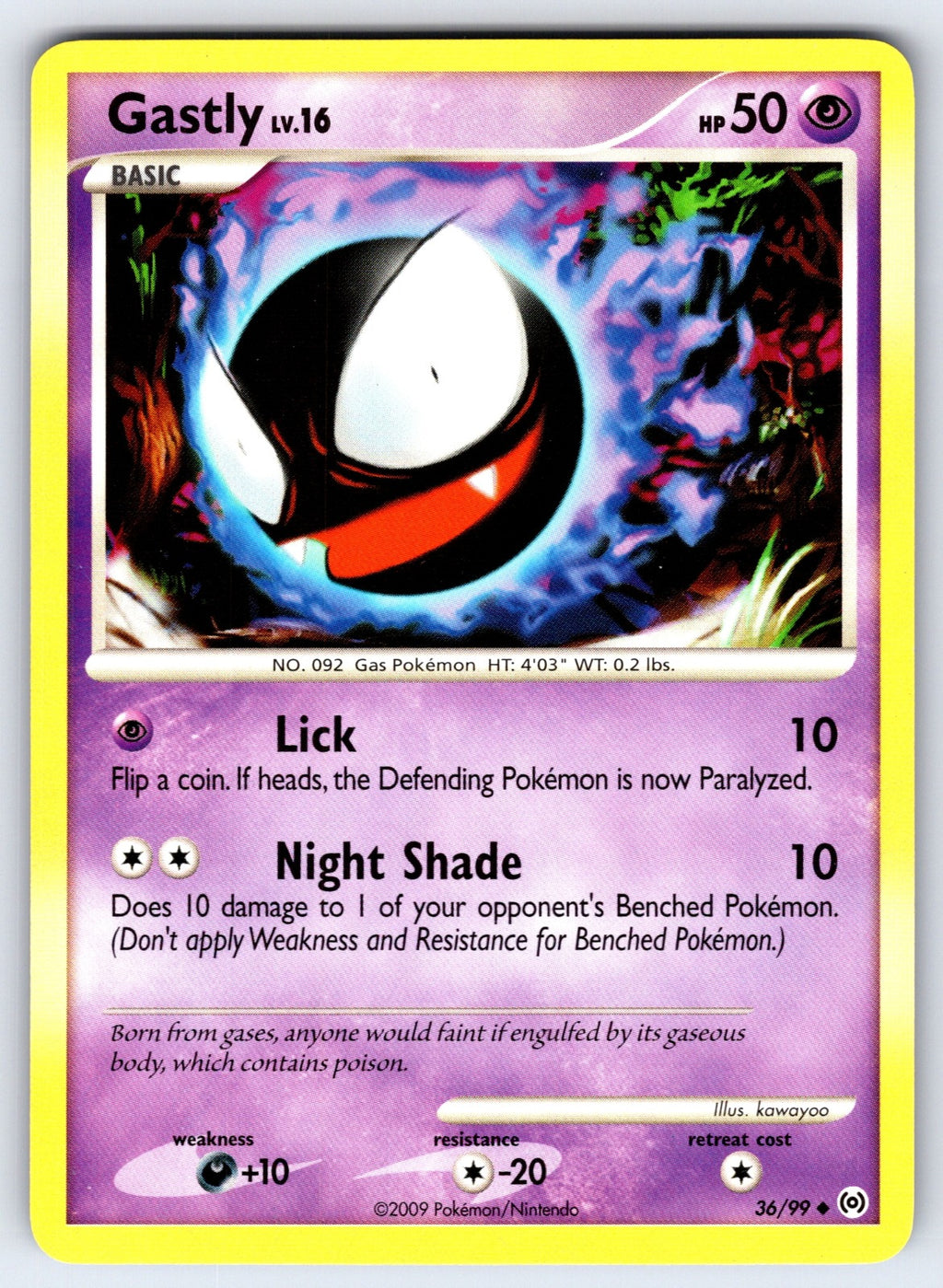 Gastly (36) Uncommon Arceus 36/99 LP 2009
