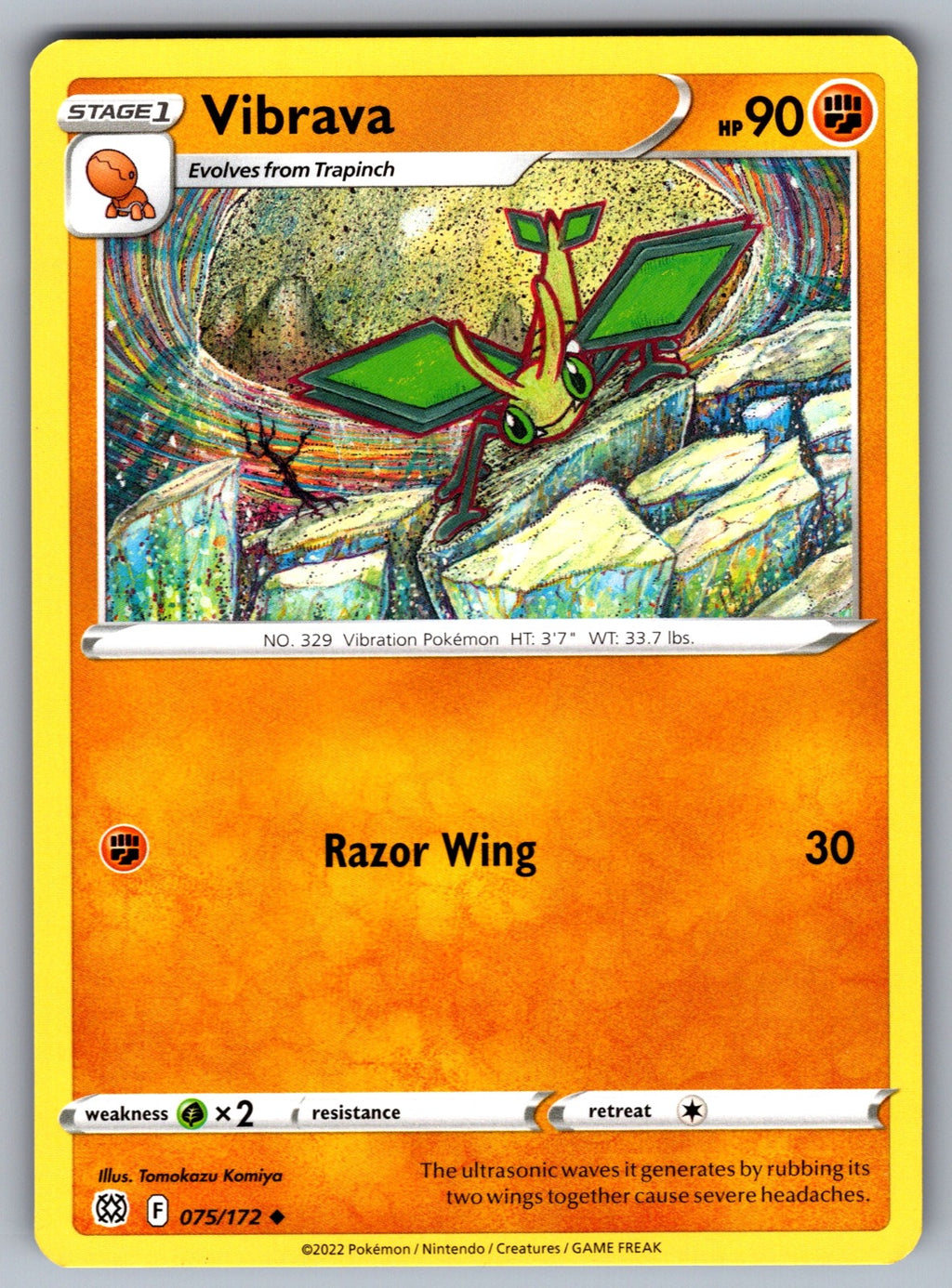 Vibrava Uncommon SWSH09: Brilliant Stars 075/172 NM 2022