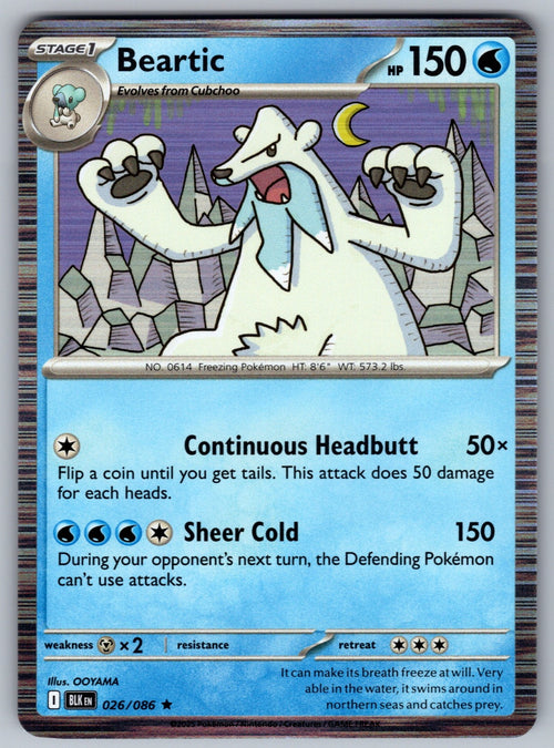 Beartic Holo Rare SV: Black Bolt 026/086 NM 2025