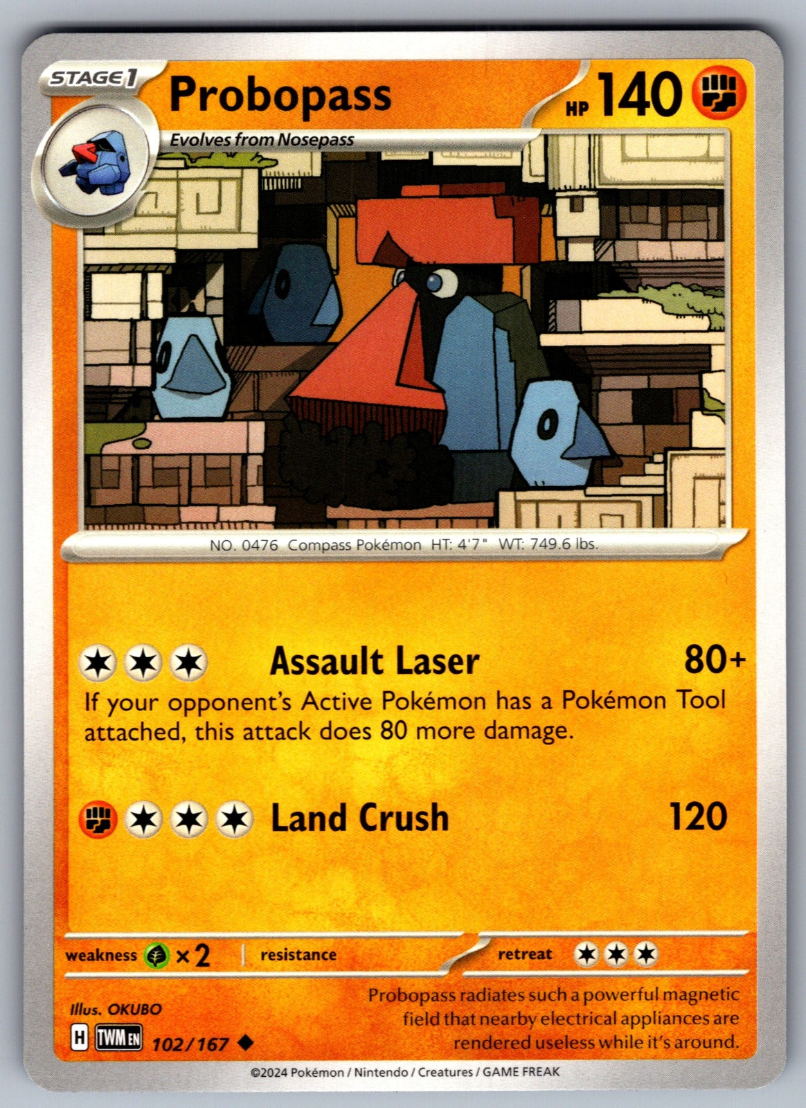 Probopass Uncommon SV06: Twilight Masquerade 102/167 NM 2024