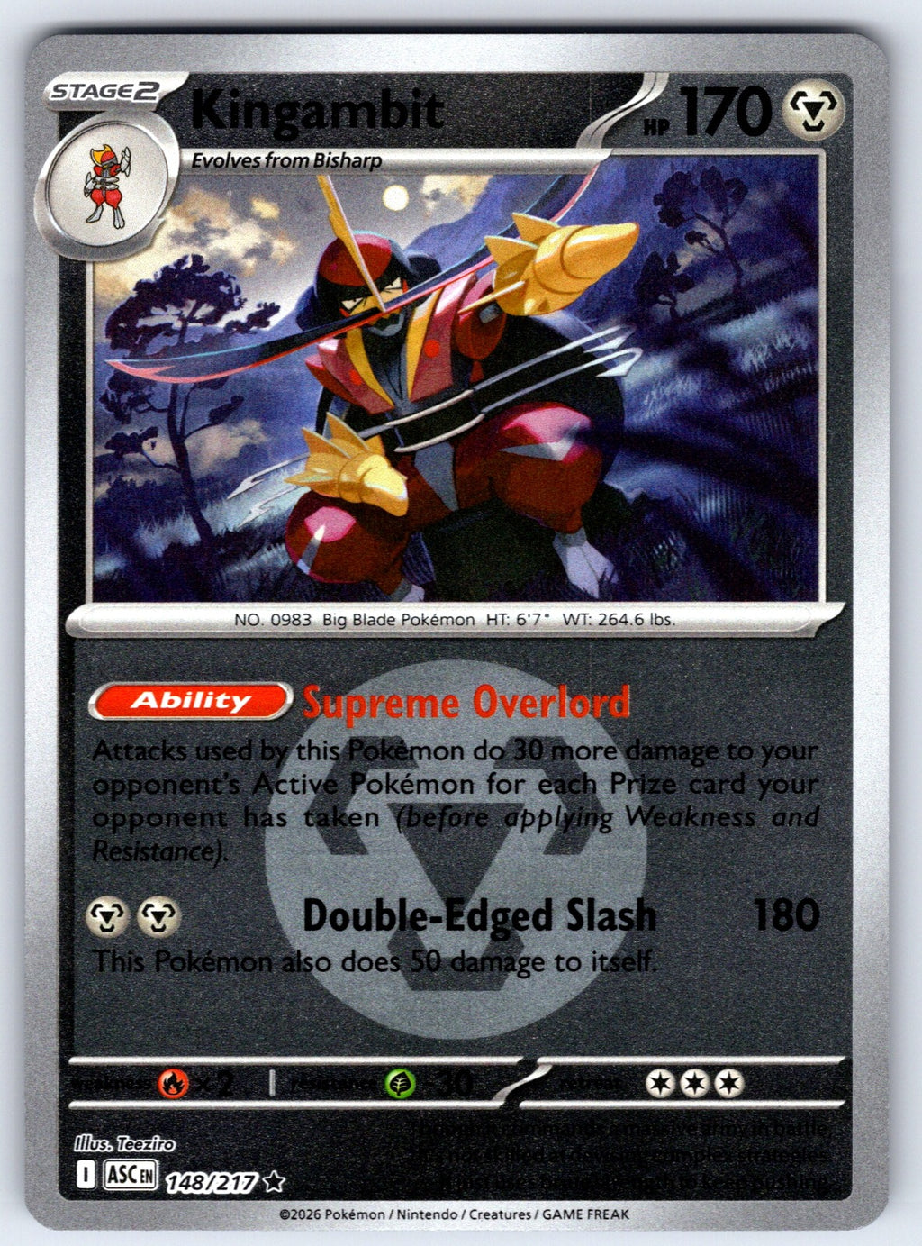 Kingambit (Energy Symbol Pattern) Reverse Holo Rare ME: Ascended Heroes 148/217 
