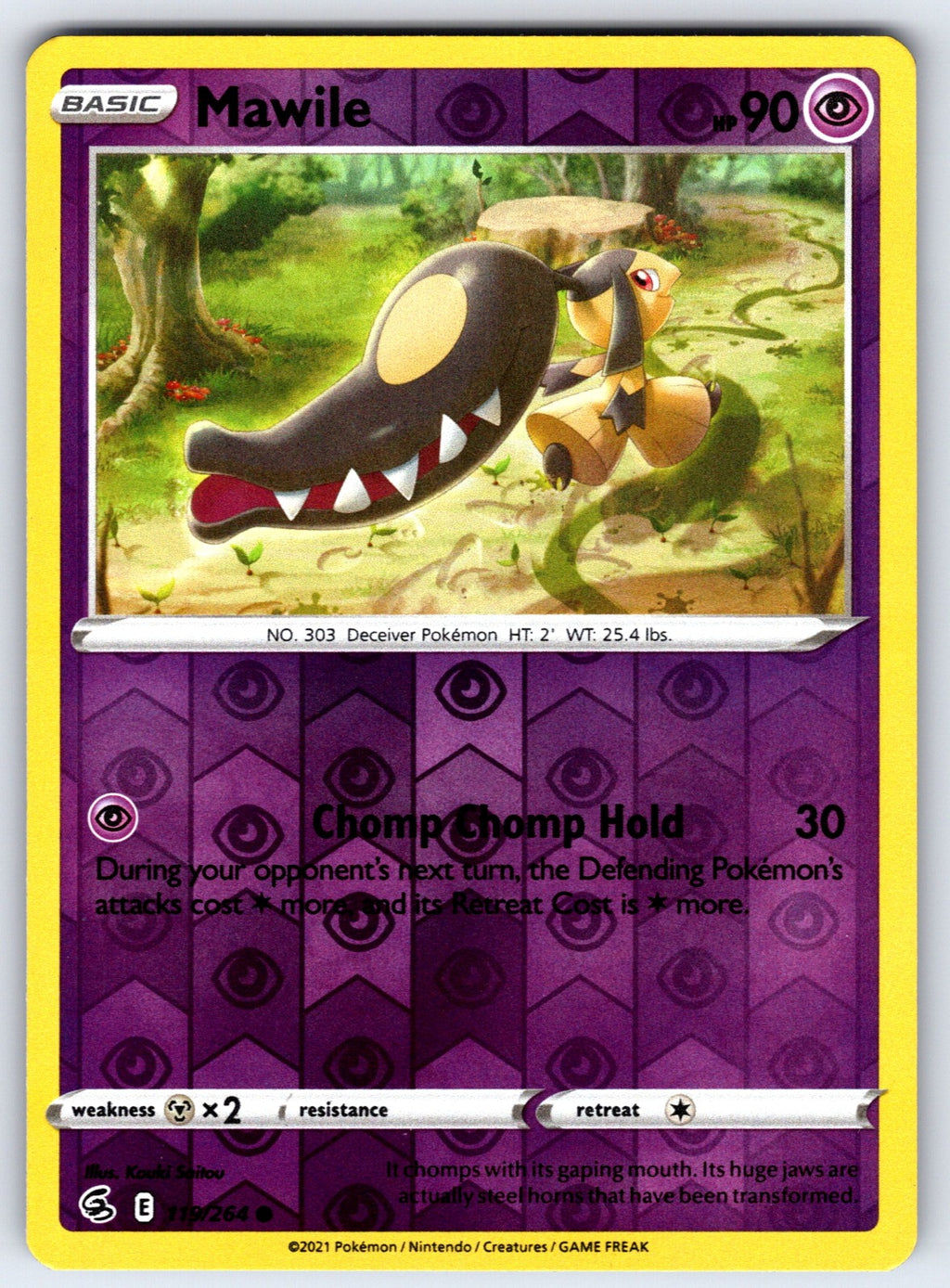 Mawile Reverse Holo Common SWSH08: Fusion Strike 119/264 NM 2021