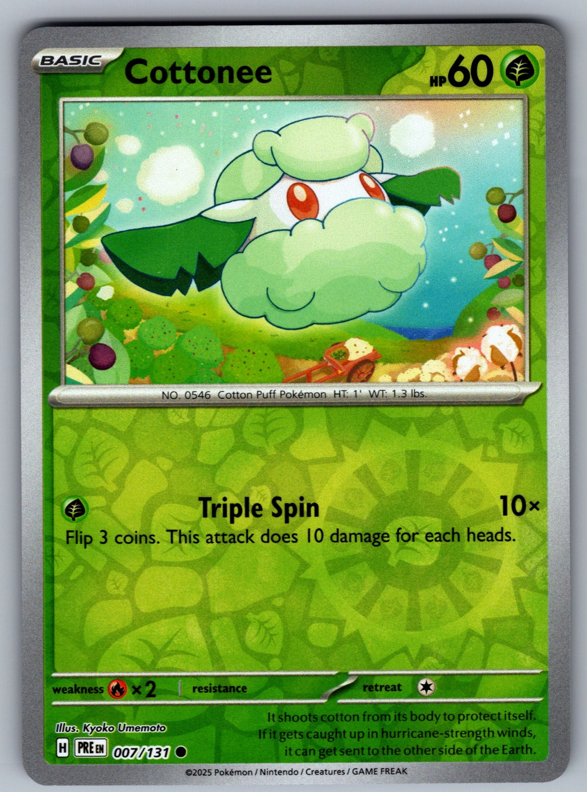 Cottonee Reverse Holo Common SV: Prismatic Evolutions 007/131 NM 2025