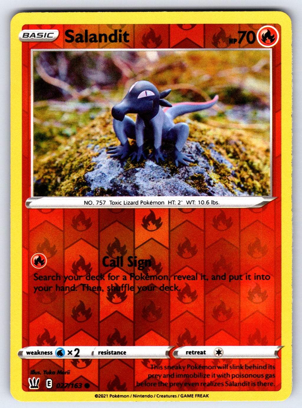 Salandit Reverse Holo Common SWSH05: Battle Styles 027/163 NM 2021