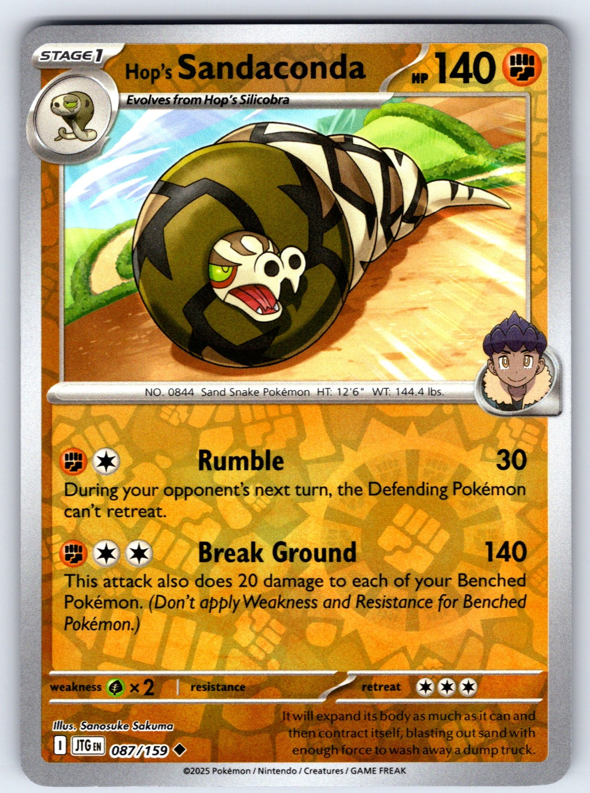 Hop's Sandaconda Reverse Holo Uncommon SV09: Journey Together 087/159 NM 2025