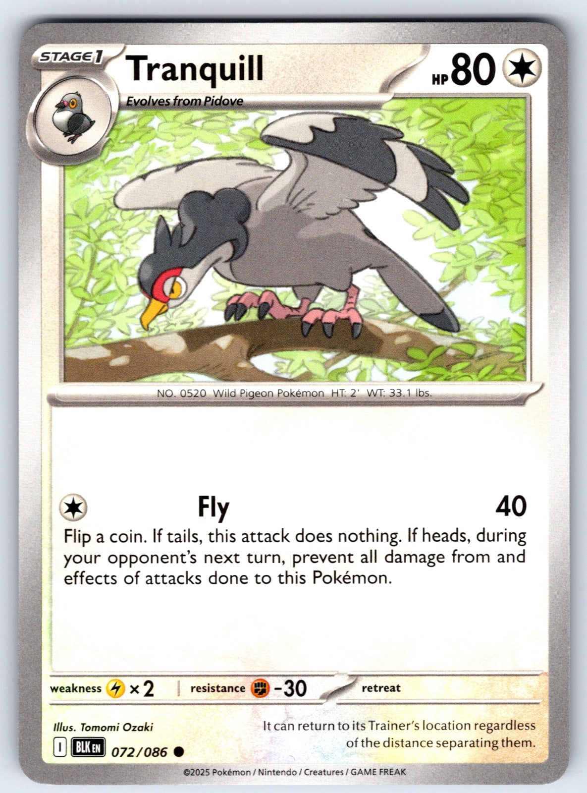 Tranquill Common SV: Black Bolt 072/086 NM 2025