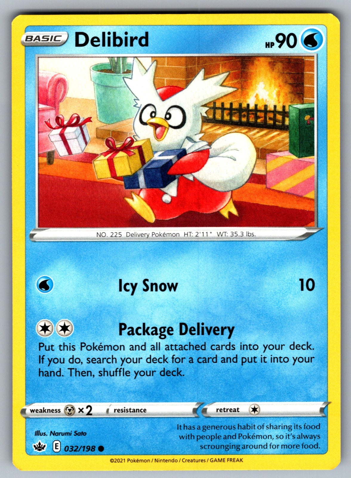 Delibird Common SWSH06: Chilling Reign 032/198 NM 2021