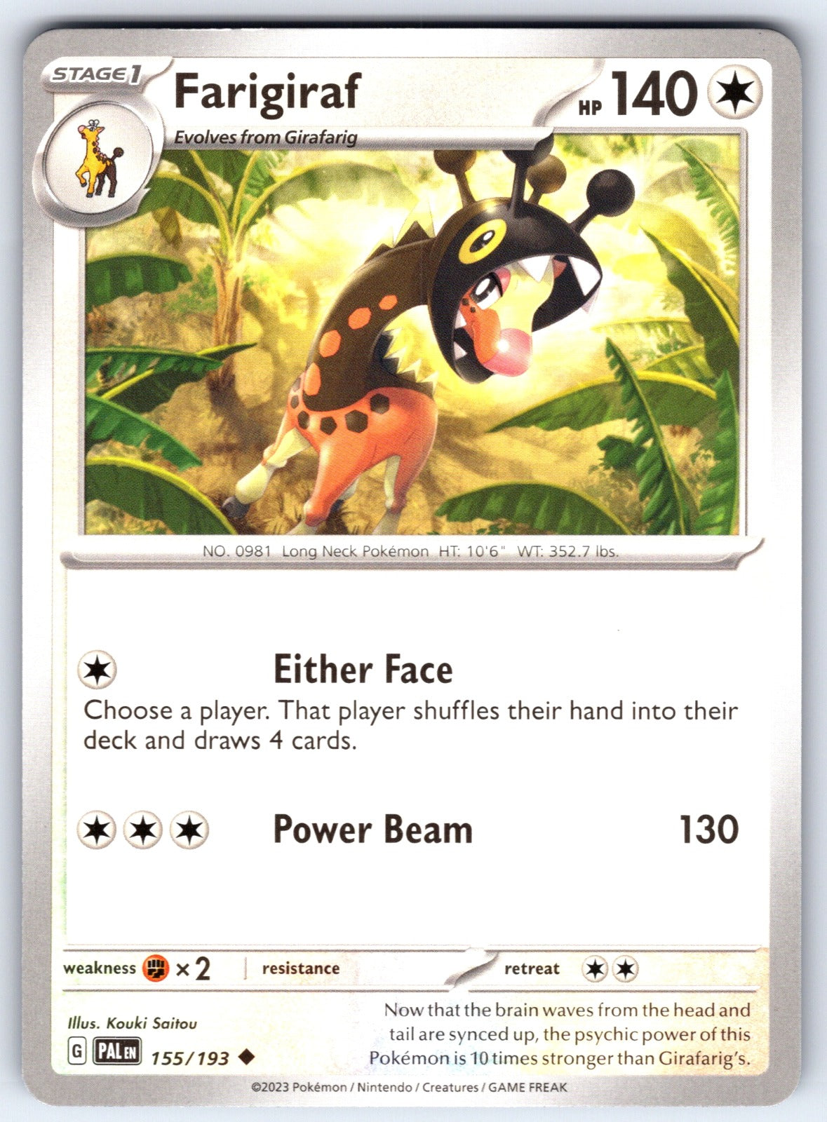 Farigiraf Uncommon SV02: Paldea Evolved 155/193 NM 2023