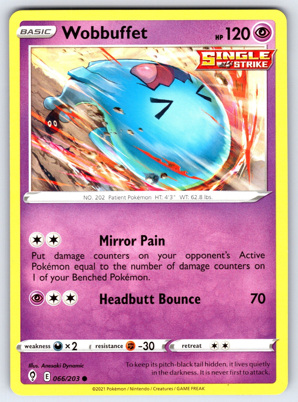 Wobbuffet Common SWSH07: Evolving Skies 066/203 LP 2021